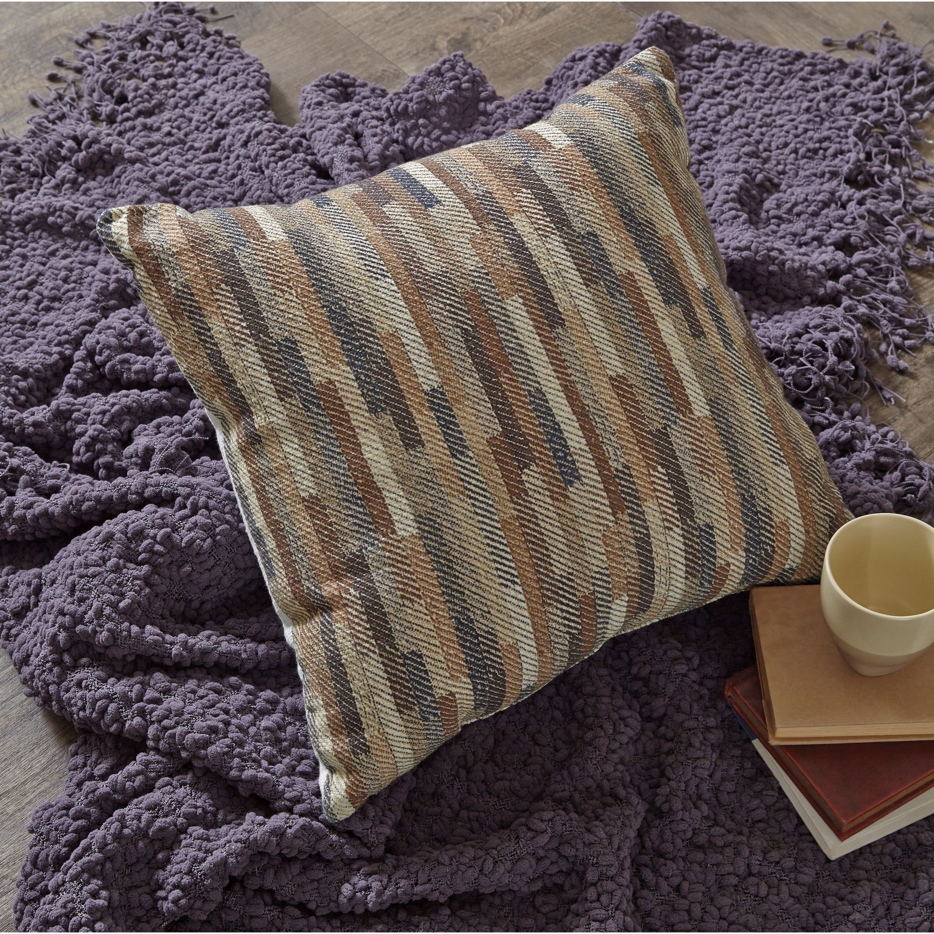 Signature Design by Ashley Pillows A1000255P Daru Cream/Brown/Blue Pillow Beck's Furniture